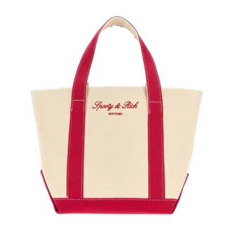 Sporty & Rich Tote Bags, male, Beige, Size: ONE SIZE Melange Canvas Shopping Bag