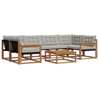 vidaXL Conjunto De Sof&aacute;s De Exterior 7 Pcs Gris Natural Y Claro Vidaxl