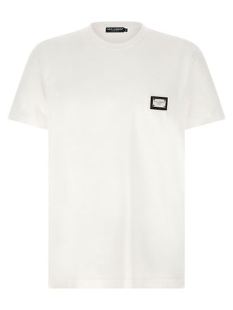 Dolce & Gabbana Leather Patch Logo T-Shirt - White