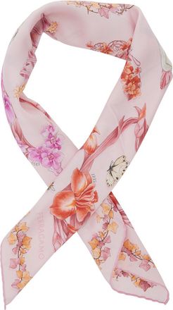 Ferragamo Womens Scarf Pink Silk Scarfs