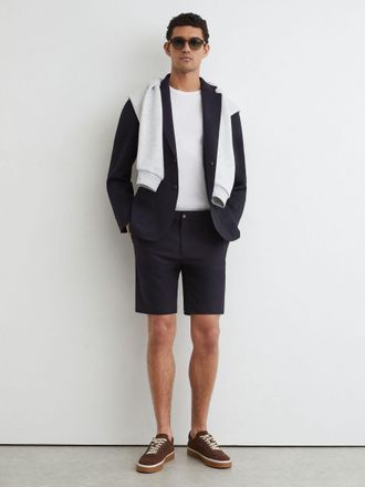 Reiss Navy Technical Stretch Shorts, 32