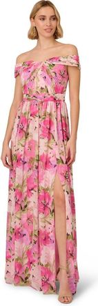 Adrianna Papell Printed Off-Sholder Dress