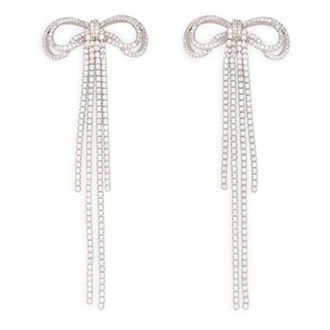 Self Portrait Accessoires, Dames, Grijs, ONE Size, Oorstekers met Strik