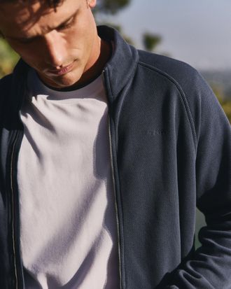 Vuori Clothing Pique Fleece Track Jacket | Ocean Blue | Medium