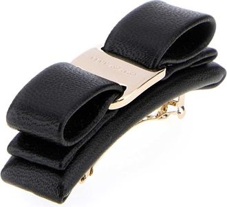Ferragamo Womens Black Leather Hair Clip Nerooro Spille Accessory