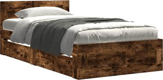 vidaXL Estructura De Cama 2 Uds. Roble Ahumado Madera De Ingenier&iacute;a Vidaxl