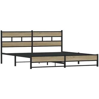 vidaXL Estructura De Cama Sin Colch&oacute;n Metal Roble Sonoma 200x200 Cm Vidaxl
