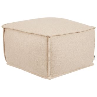Beliani Puf De Algod&oacute;n Elegante Bolas Eps Cuadrado Escabel Otomana Sal&oacute;n Dormitorio Accesorio Del Hogar Beige Sherali