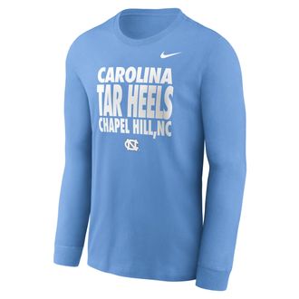 Nike North Carolina Sideline Slogan Nike Mens Dri-FIT College Long-Sleeve T-Shirt in Blue | 0JEW4EYNCN-H2B