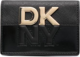DKNY logo-plaque bi-fold wallet - women - Patent Calf Leather - One Size - Black