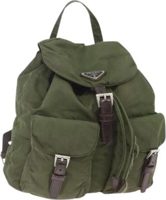 Prada Pre-owned Backpacks, female, Green, Size: ONE SIZE Pre-owned Nylon Backpack