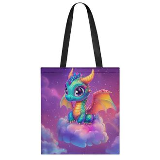 Generic Cute Dragon Rainbow Womens Tote Casual Shopping Bag Lightweight Shoulder Bags Hobos Handbag for Work Travel Daily 35x40cm