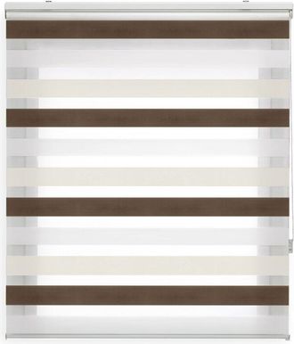 Blindecor Lira tenda a rullo giorno e notte, tricolore Marrone, crema, Bianco, 120 x 180 cm (Larghezza x Altezza) Dimensioni del tessuto 117 x 175 cm. Eleganti