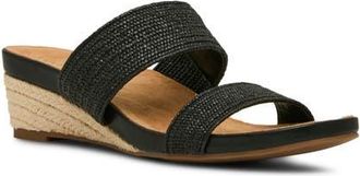 Anne Klein Kapricorn Wedge Sandal in Black Raffia at Nordstrom, Size 7.5