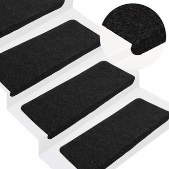 vidaXL Vidaxl - Alfombrilla Autoadhesiva Escalera 30 Uds Negro 65x24,5x3,5 Cm