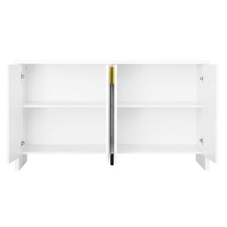 STILVORA Aparador Con 4 Puertas Y Estantes Ajustables, Tiradores Dorados, Estilo Moderno, En Tablero De Part&iacute;culas, 140&times;38&times;80 Cm, Blanco
