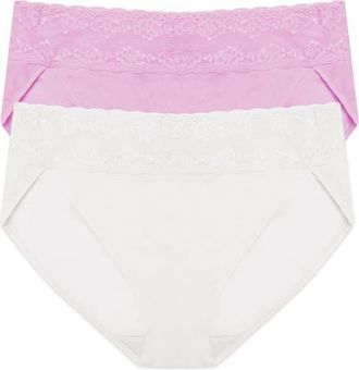 Natori Bliss Perfection One Size French Cut Brief 2-Pack in Coconut/calla Lily at Nordstrom