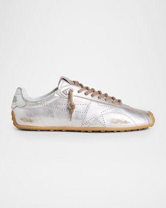 Golden Goose Marathon Speed Metallic Leather Low-Top Sneakers