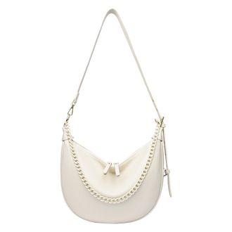 Generic Cymwer Women PU Leather Hobos Shoulder Bag with Zipper for School Work Travel(White) (White)