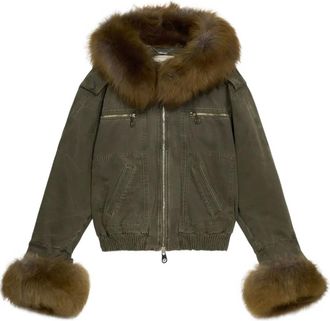 Blumarine Bomber con finitura in pelliccia - Verde