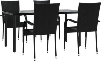 vidaXL Juego De Comedor De Jard&iacute;n 5 Piezas Rat&aacute;n Sint&eacute;tico Negro Vidaxl