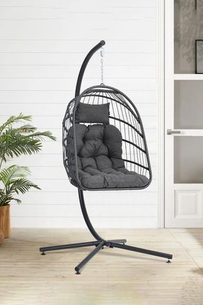 Living and Home Hanging Chair with Stand and Cushion