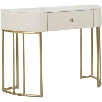 Dmora Consolle Tapajos, Tavolo multiuso, Mobiletto dappoggio, Scrivania da corridoio, 100x40 h75 cm, Bianco e Oro - Dmora