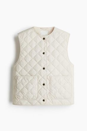 H&M Quilted Gilet in Light Beige at Nordstrom, Size Xx-Large