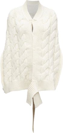 Simone Rocha alpaca ribbon tie open back draped cable knit top