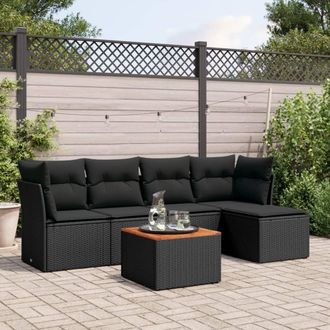 vidaXL Vidaxl - Set Divano Da Giardino 6 Pz Con Cuscini Nero In Polyrattan