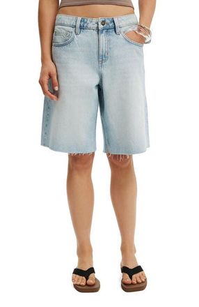 Cotton On Womens Baggy Denim Short in Laurel Blue Raw at Nordstrom, Size 12