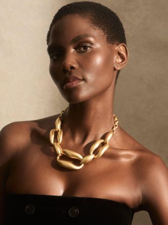 Reiss Gold Tone Sculpted Link Necklace