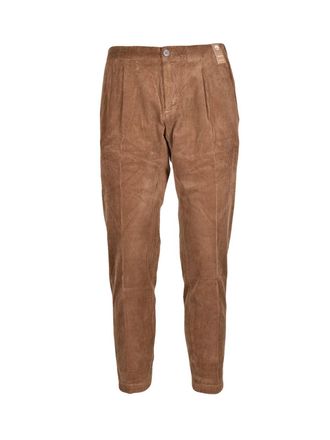 AT.P. CO Brown Pleated Corduroy Cotton-Blend Pants