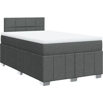 vidaXL Cama Box Spring Con Colch&oacute;n Tela Gris Oscuro 120x200 Cm Vidaxl