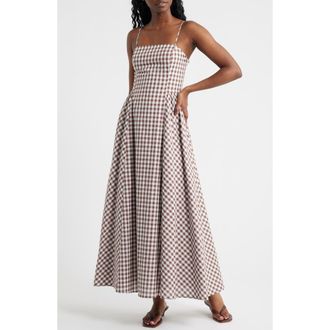 Lucy Paris Kalley Sleeveless Cotton Maxi Dress in Brown at Nordstrom, Size X-Small