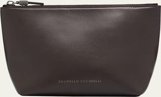 Brunello Cucinelli Monili Zip Leather Pouch Bag
