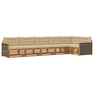 vidaXL Conjunto De Sof&aacute;s De Exterior Con Coj&iacute;n 6 Pcs Natural Y Beige Vidaxl