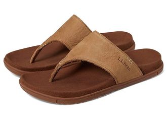 L.L.Bean Go Anywhere Flip-Flop Sandal Womens Shoes Honey Brown : 10 B - Medium, Leather