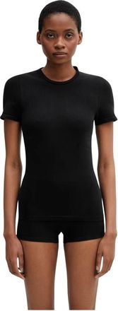 Maison Margiela Ribgebreide T-shirt - Dames - T-shirts - Zwart - L/Xl - Katoen - Tops