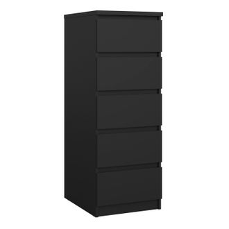 Furniture To Go Naia Narrow Chest of 5 Drawers in Black