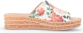 Gabor Bloemige Slide Sandalen - Multicolor - Dames - Sandalen - Veelkleurig - 42 EU - Leer - Schoenen