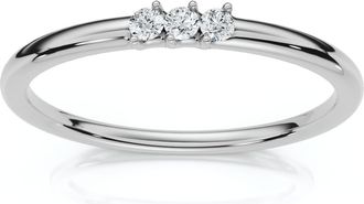 Pompeii3 Delicate Diamond 3-Stone Minimalist Anniversary Wedding Ring 14k Gold Lab Grown