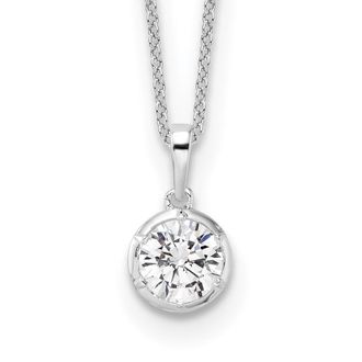 Diamond2Deal 14k White Gold Round 1 Ct Lab Grown Diamond Solitaire Pendant Necklace 18
