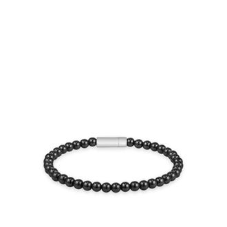 BOSS Logo-closure cuff with onyx beads