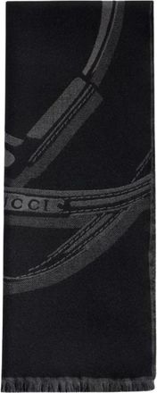 Gucci Sjaal Staffard 35x 180 - Heren - Wintersjaals - Zwart - ONE Size - Wol - Accessoires