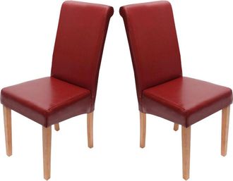 Hhg Hhg - Lote De 2 Sillas De Comedor Silla De Cocina Novara Ii, Cuero, Rojo, Patas Claras
