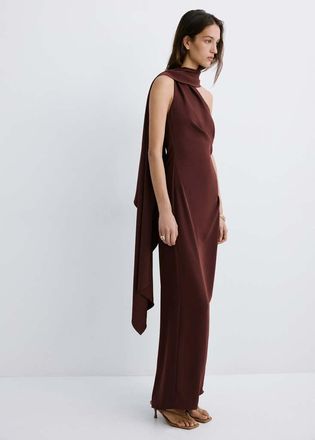 Mango Vestito asimmetrico foulard marrone - Donna - XS - MANGO