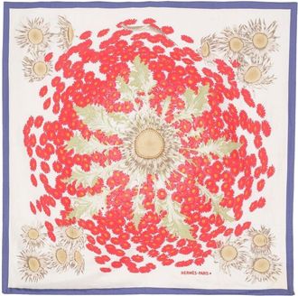 Hermès 1985 Fleurs et Carlines silk scarf - unisex - Silk - One Size - White