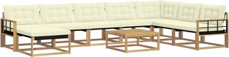vidaXL Conjunto De Sof&aacute;s De Exterior 9 Uds. Blanco Y Crema Vidaxl