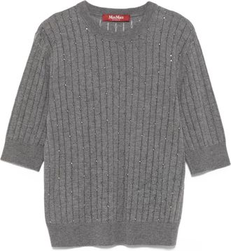 Max Mara Maglione a coste con decorazione - Grigio
